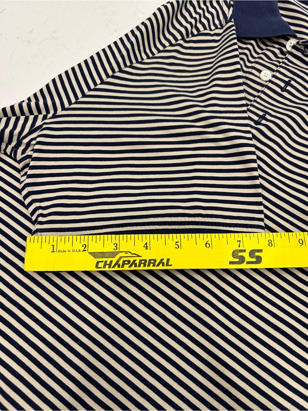 Turnbury Est. 1980 100% Peruvian Cotton Large Navy & Cream Stripe Preppy Costal - Picture 7 of 10